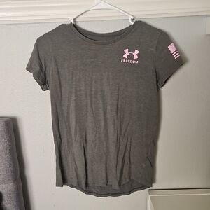 Under Armour Charcoal Tee with Pink Accents